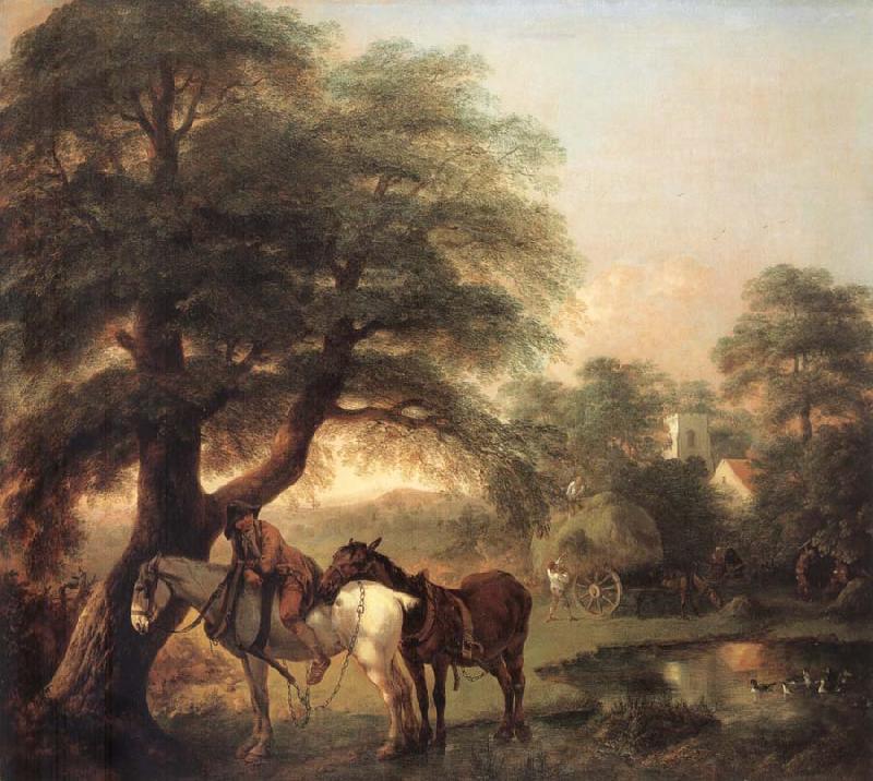 Thomas Gainsborough Landscap with Peasant and Horses oil painting image